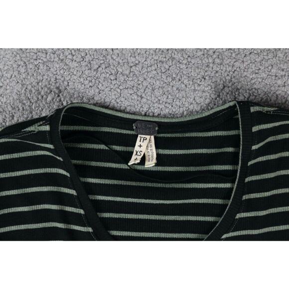 New Free People We The Free Womens Xs Black Gray Peplum Scoop Neck Top - Picture 3 of 7